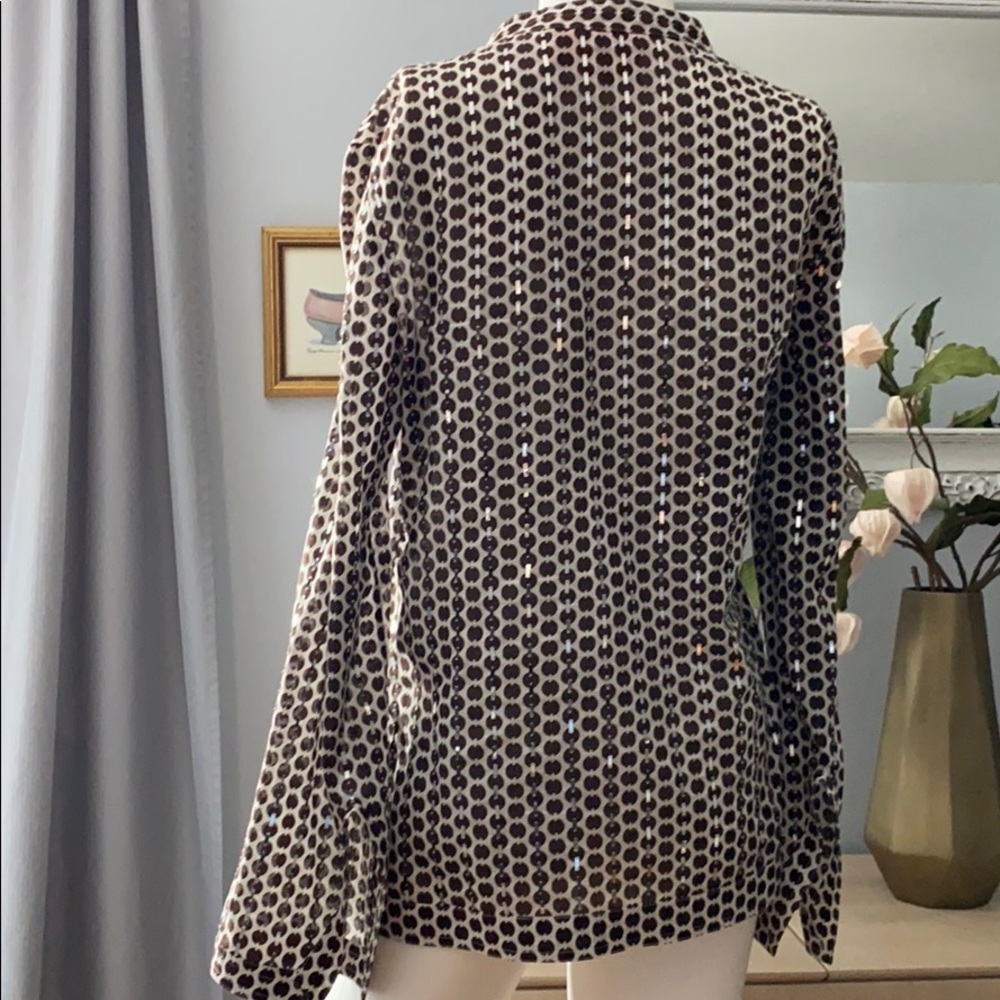 TORY BURCH Shirt Embellished Long Sleeved Size 6 - Picture 3 of 13